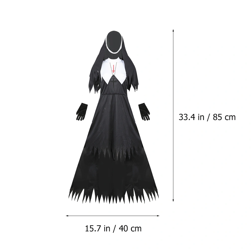 1PC Halloween Nun Clothing Adult Costume Party Scary Party Uniform Prop