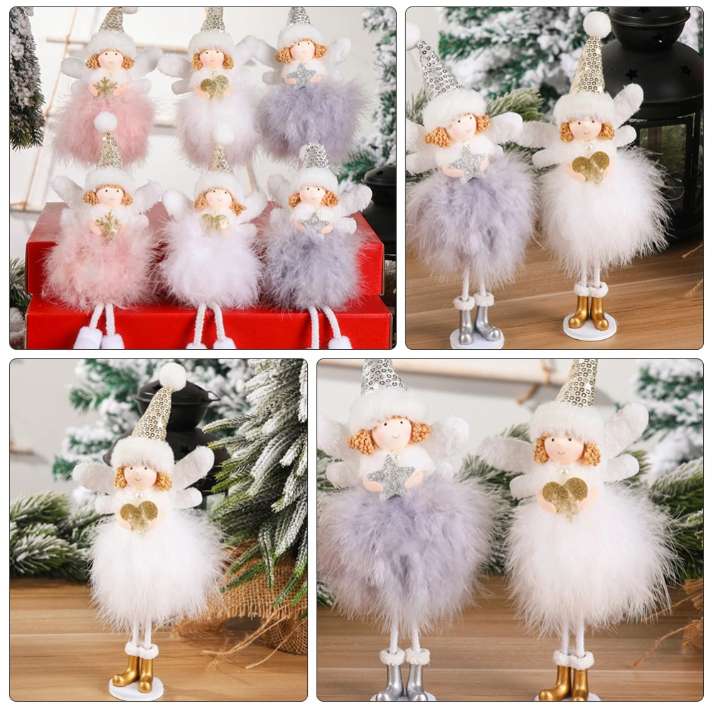 1Pc Christmas Desktop Adornment Feather Angel Ornament Desktop Decoration