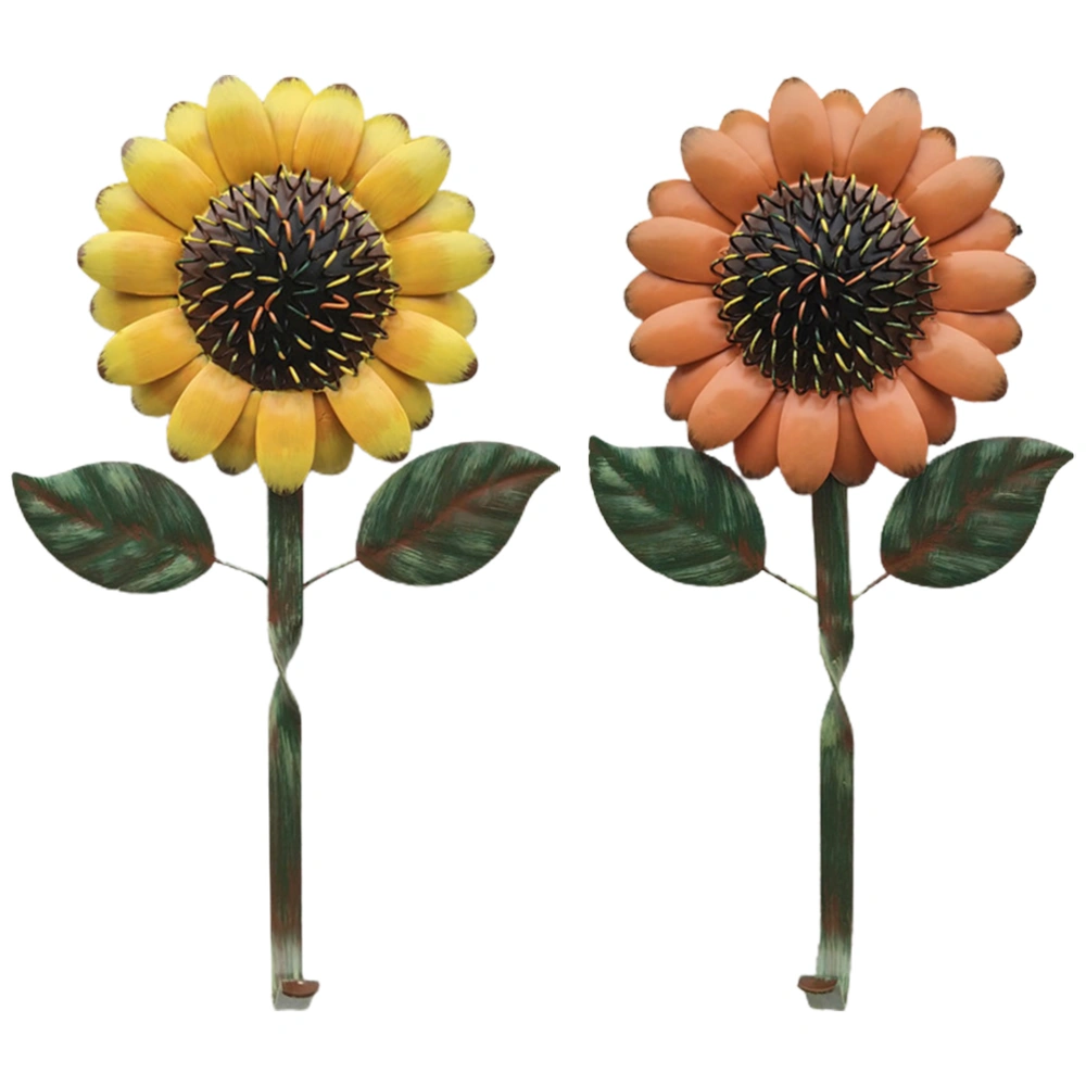 2pcs Sunflower Shaped Storage Hangers Home Room Wall-mounted Storage Hooks