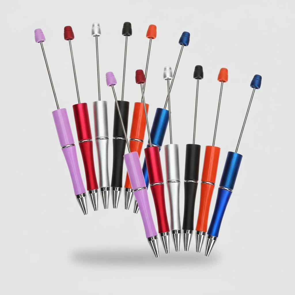 12pcs DIY Beads Writing Pens Portable Signature Pens Student Ballpoint Pens