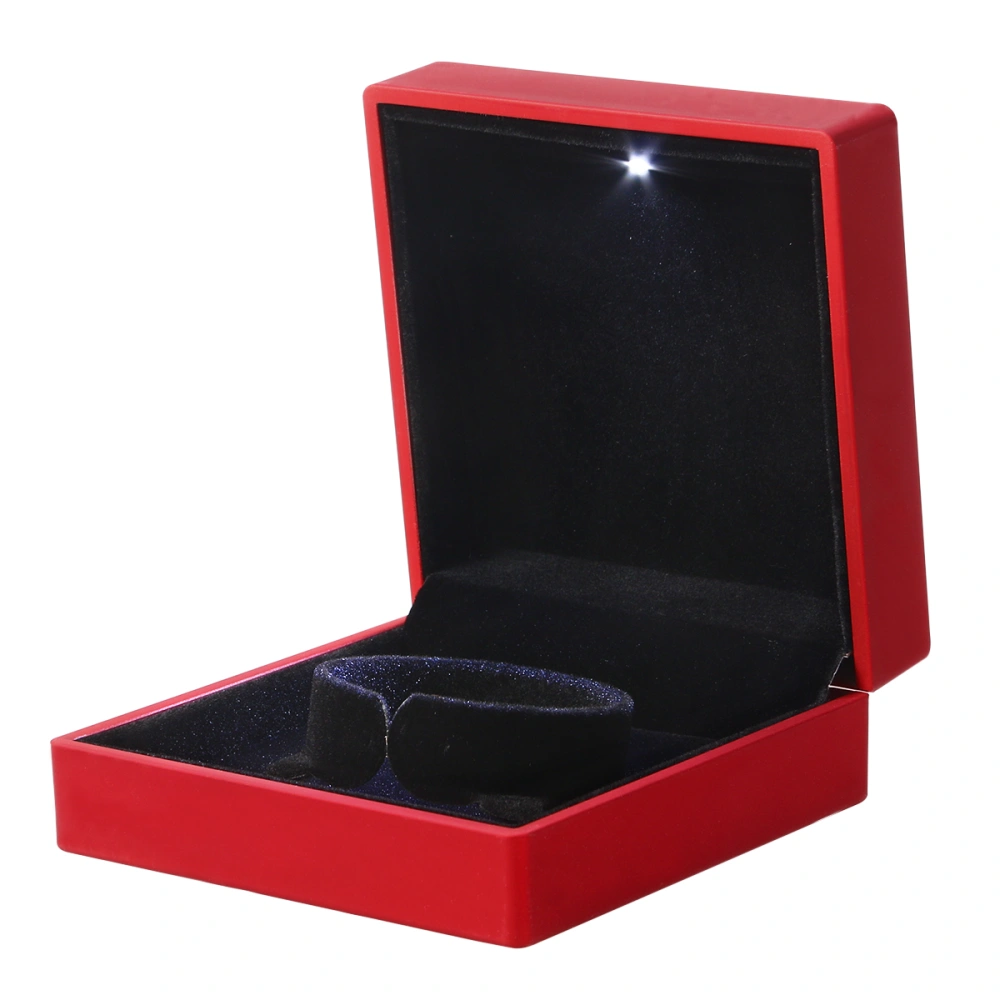 LED Lighted Jewelry Gift Box Lighting Bangle Bracelet Box Holder Case with Light for Jewelry Display (Red)