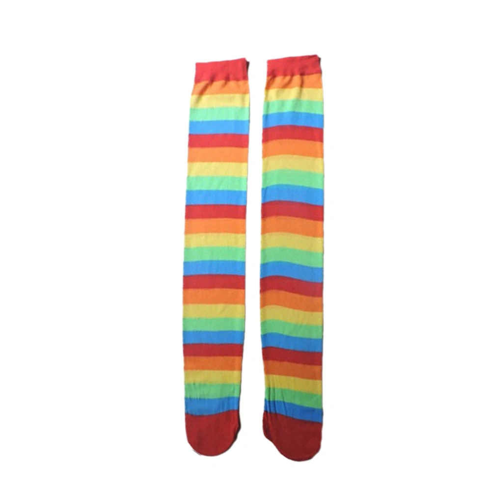 Rainbow Strips Warm Leg Stockings Colorful Thigh High Socks for Women Girls Easter Costumes(0T0A2672)