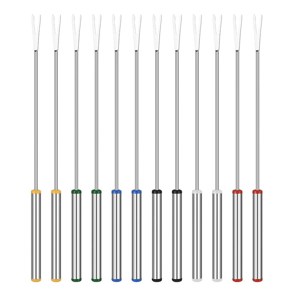 12Pcs Kitchen Stainless Steel Cheese Forks Exquisite Fruit Forks Household Food Forks