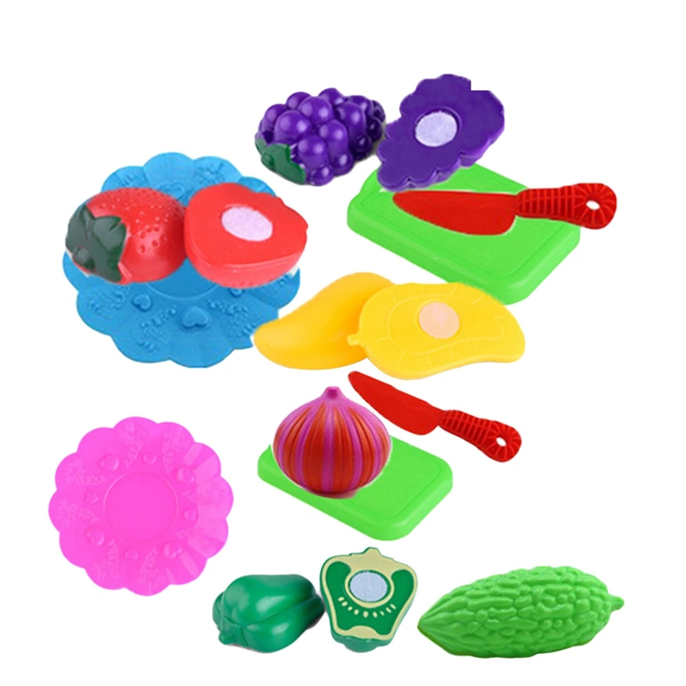 12pcs Kitchen Fun Cutting Fruits Vegetables Pretend Play Food Set Educational Toy for Children (Random Color)