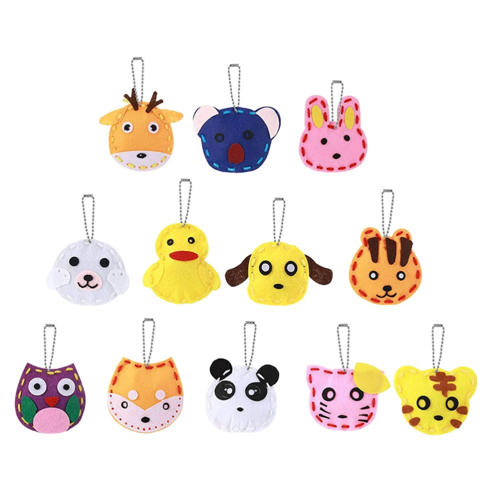 12 Pcs Handmade Animals Shape Pendant DIY Animal-shape Schoolbag Hanging Pendants Kit