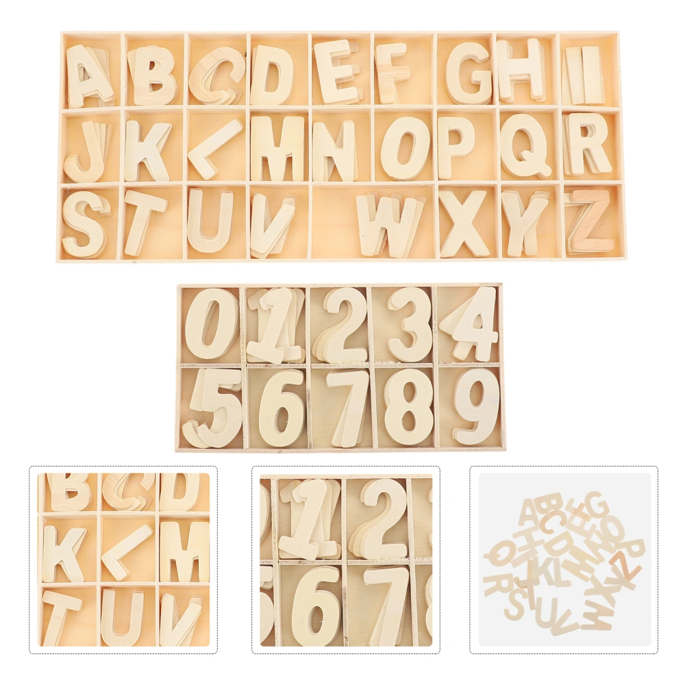 2 Sets Wood Alphabet Letters Wooden Numbers Mini Blank Unfinished Wood Chips