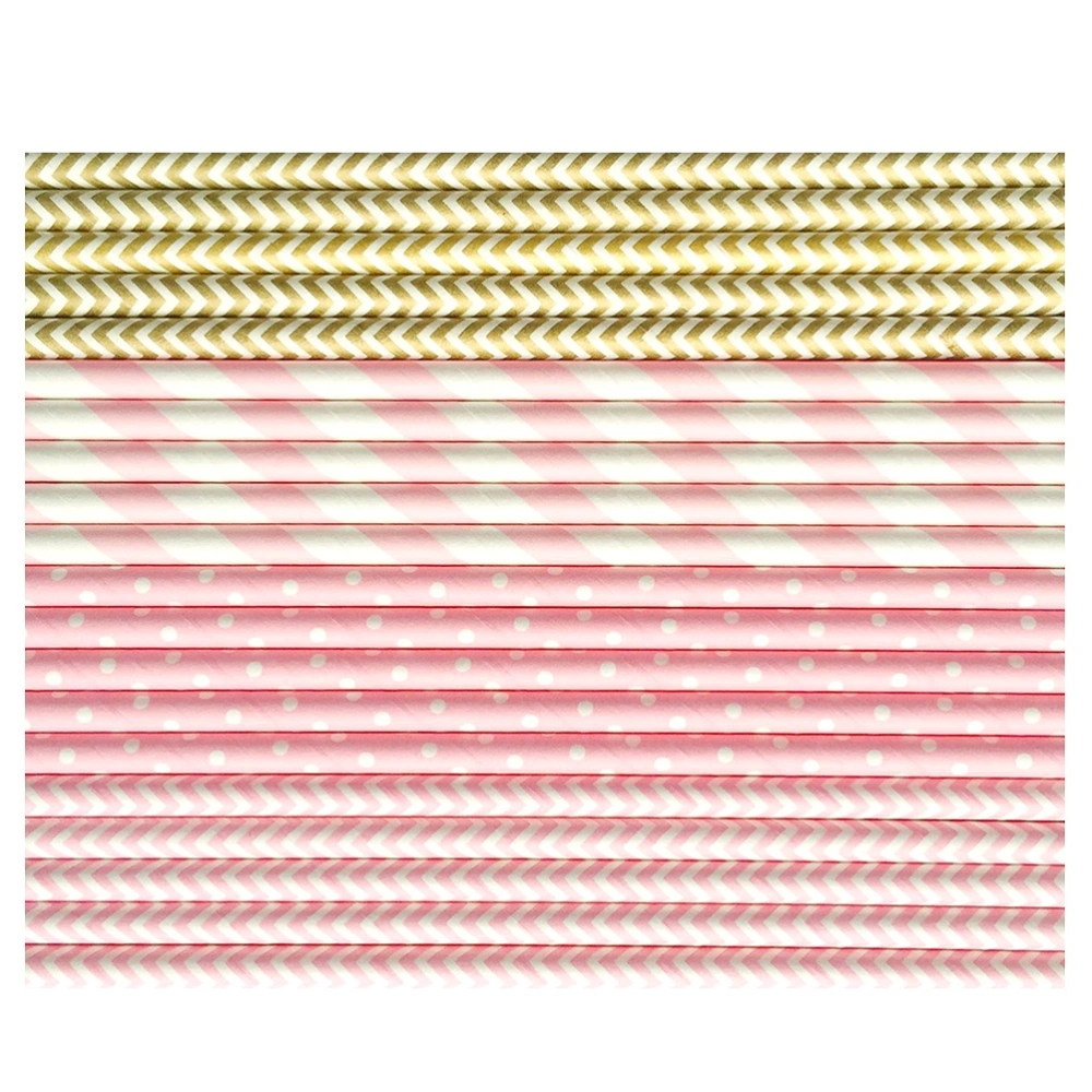 100pcs Stripe Dot Straw Set Beautiful Raised Grain Environmental Protection Straw for Party Bar Store (Mixed Package)