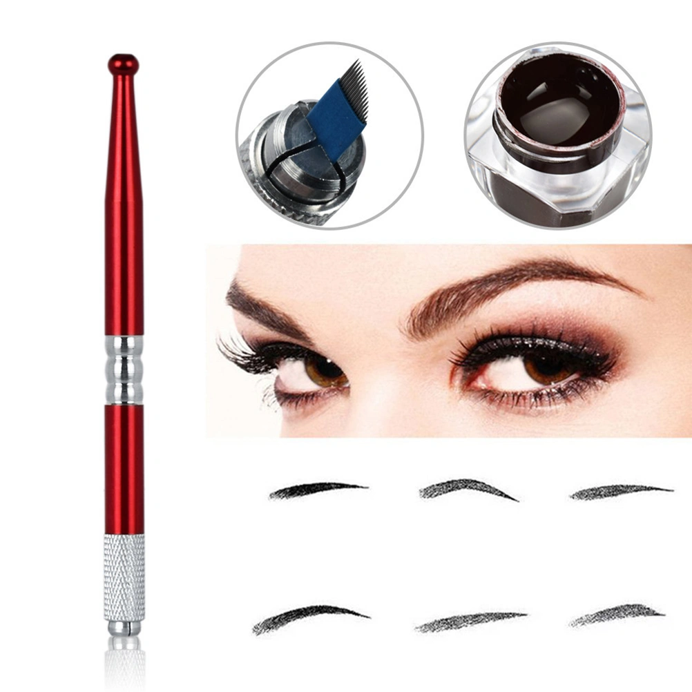 Eyebrow Microblading Kit Pen Pigment Rings Eyebrow Practice Skin Eyebrow Blades Permanent Eyebrow Tool (Red WMTZ0072_05)