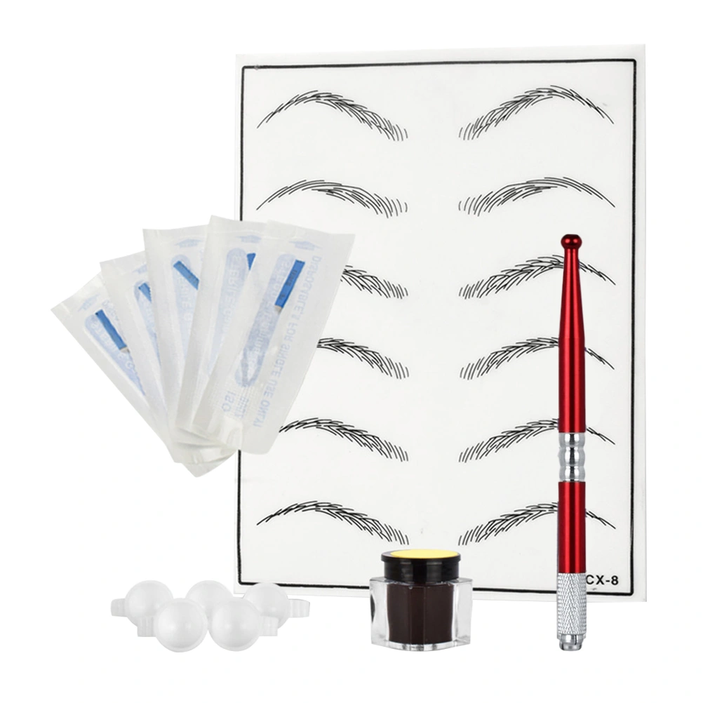 Eyebrow Microblading Kit Pen Pigment Rings Eyebrow Practice Skin Eyebrow Blades Permanent Eyebrow Tool (Red WMTZ0072_05)