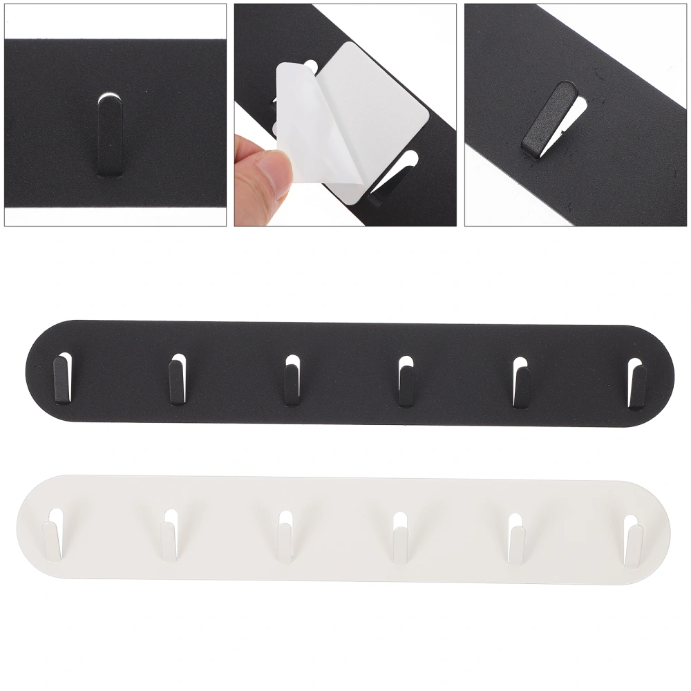 2pcs Carbon Steel Hook Racks Wall Mounted Hook Racks with 6 Hooks Home Organizer