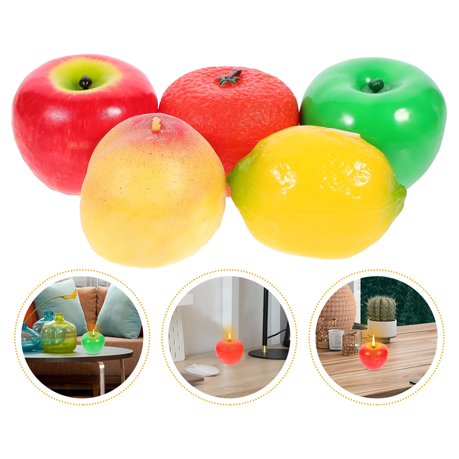 5pcs Fake Fruit Scented Candles Fruit Fragrance Candles Lemon Shape Candles
