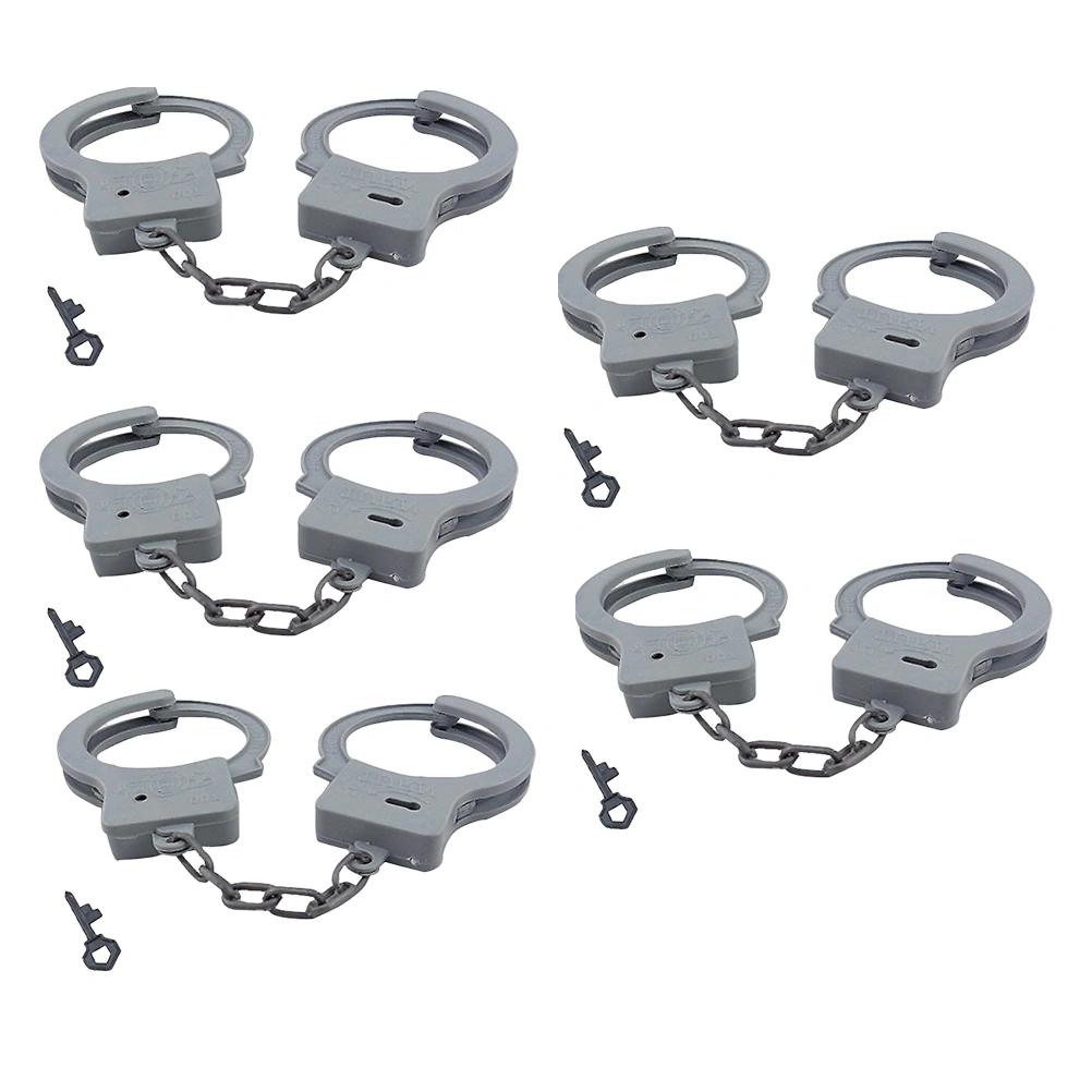 1 Set of Cosplay Police Props Plastic Handcuffs Pretend Play Props Kids Role Play Toy Grey