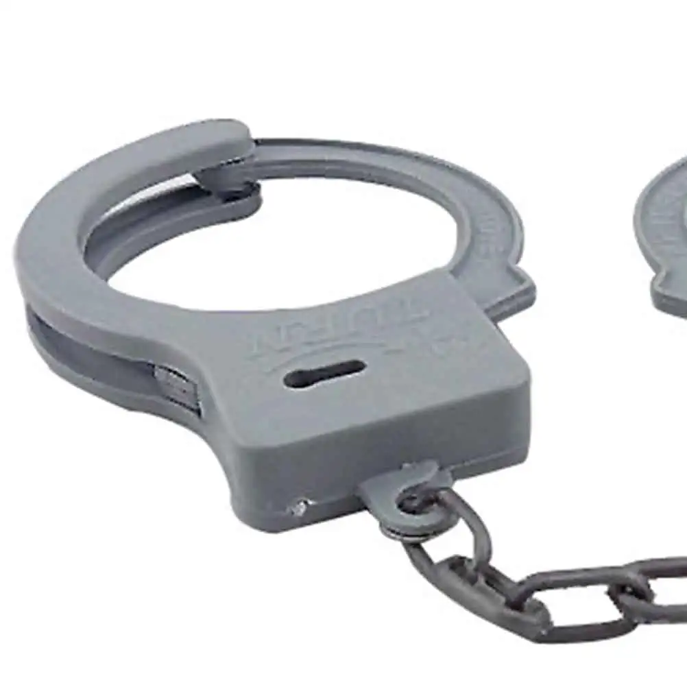 1 Set of Cosplay Police Props Plastic Handcuffs Pretend Play Props Kids Role Play Toy Grey