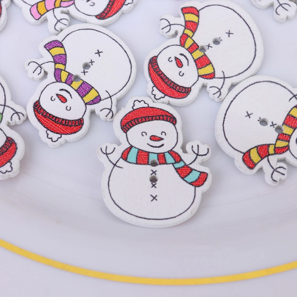 50pcs Cartoon Snowman Buttons Christmas Wooden Buttons DIY Sewing Accessories for Kids Girls