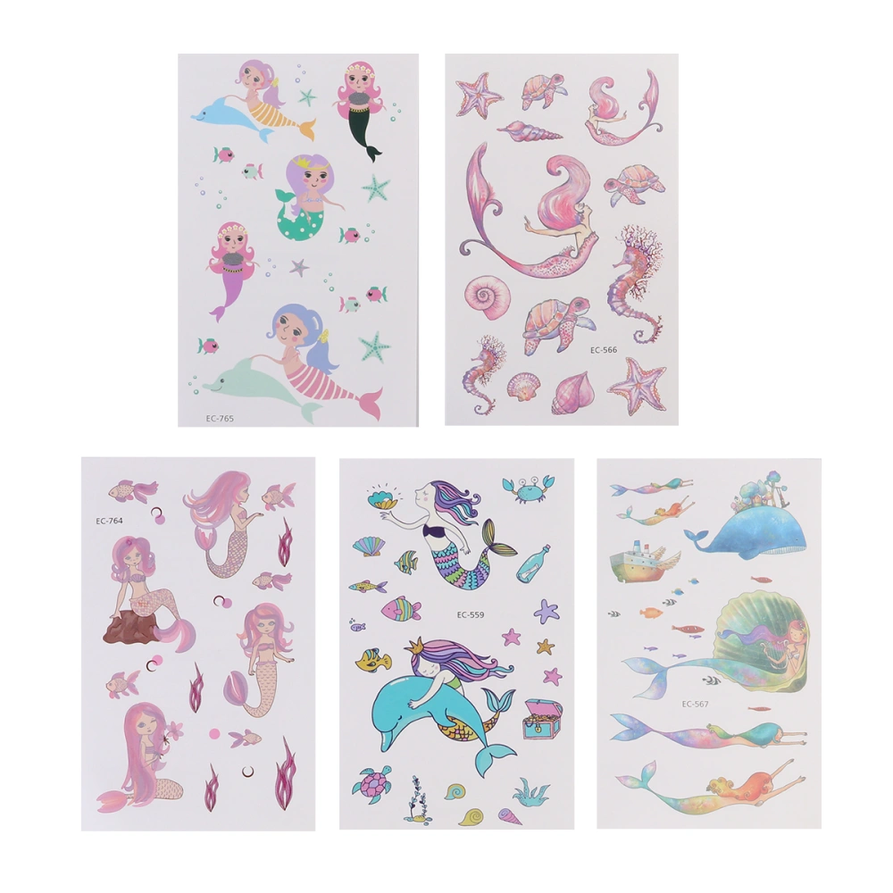 1 Set 10 Pcs Waterproof Mermaid Stickers Decals (Assorted Color)