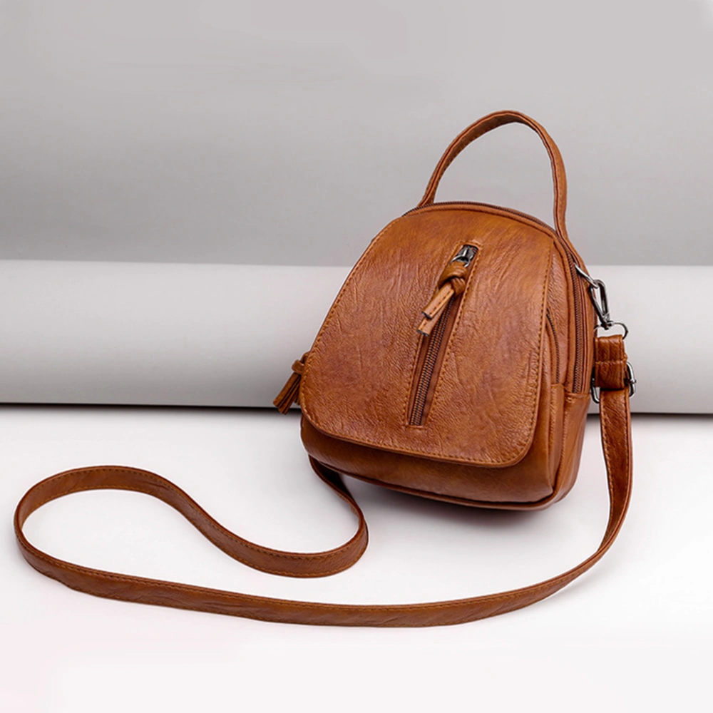 1pc Pu Vintage Versatile Leather Backpack Shoulder Bag Sackback Travel Bag Fashionable Packsack for Women (Brown)