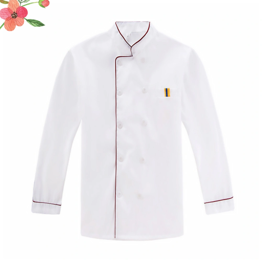 Uniforms Kitchen Cook Anti-splash Work Clothes Chef Clothes for Restaurant Bar Hotel Outdoor Barbecue (Red Embossed Long Sleeve Size XL)