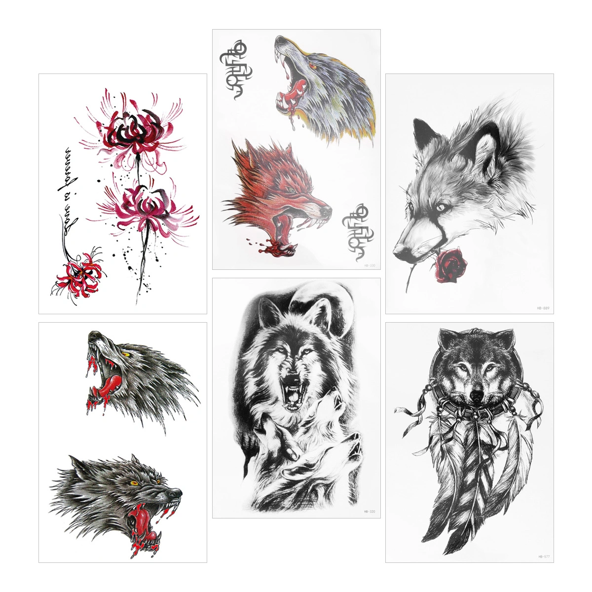 6pcs Fake 3D Tattoos Realistic Temporary Sticker Decor Party Favors for Adults