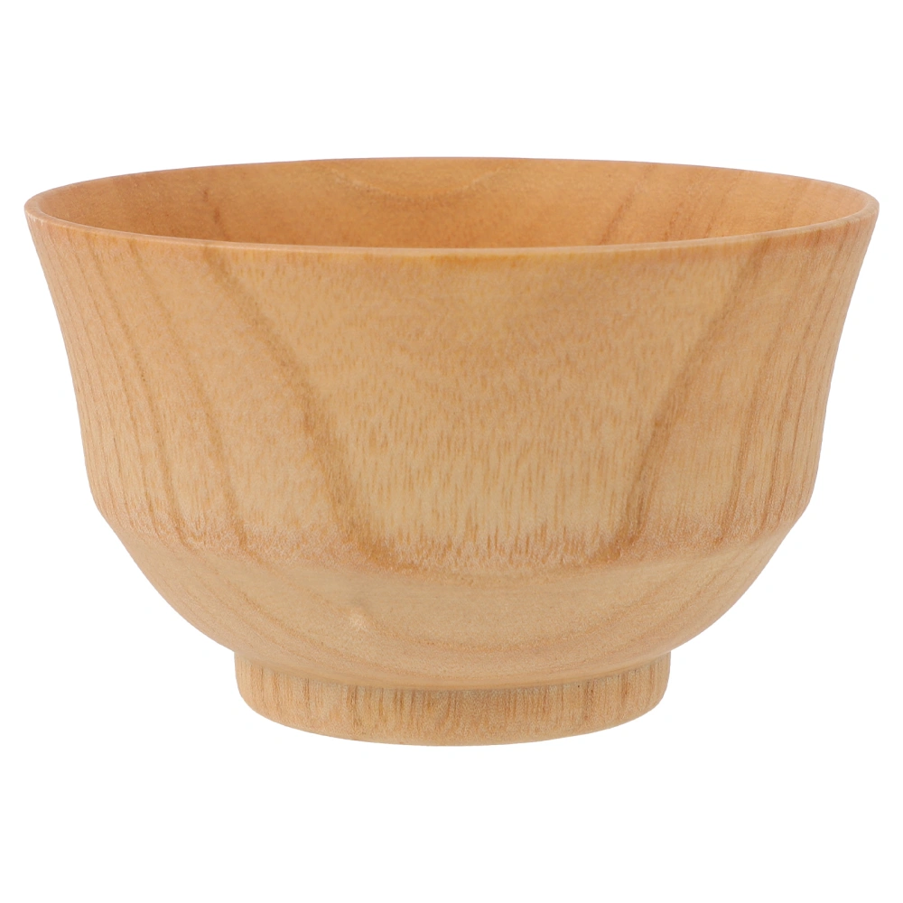 1pc Japanese-style Wooden Bowl Practical Rice Bowl Round Bowl for Home (Khaki)