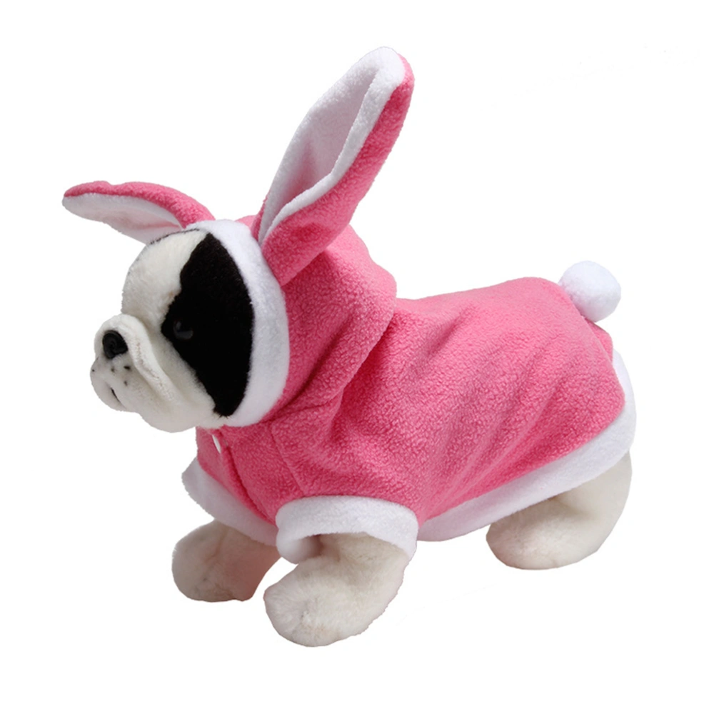 Pet Clothes Supplies Rabbit Design Pet Makeover Cloth Warm Fancy Cosplay Costume Outfit for Dog Pet Size S Pink