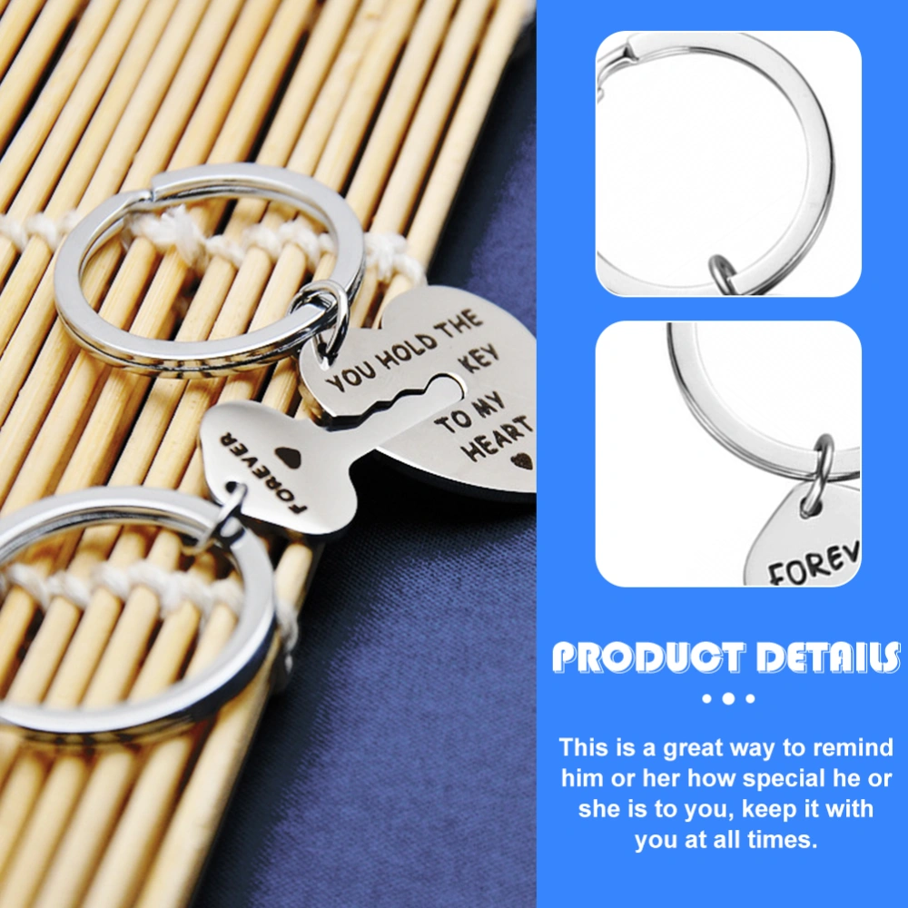 2pcs Couple Keychains Stainless Couple Keyring Couple Valentine Day Gift