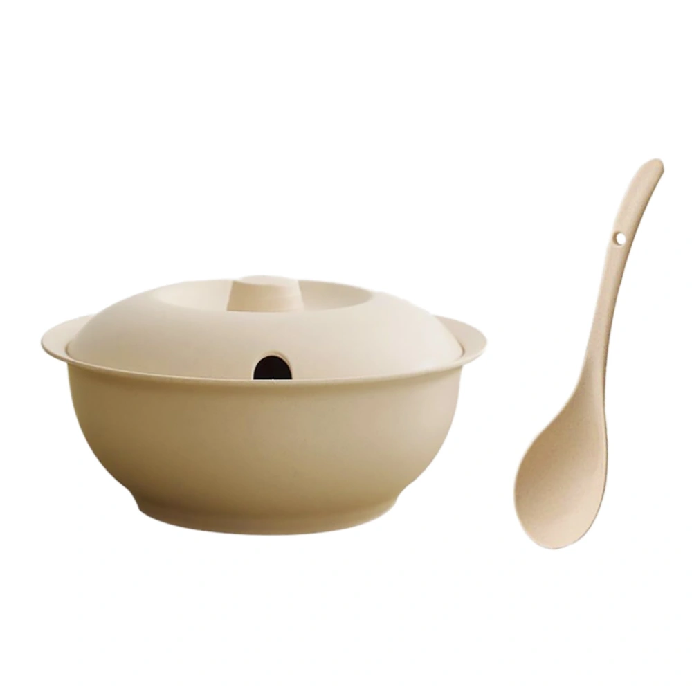 Wheat Straw Anti-Scald Soup Pot with Lid Soup Spoon Set Kitchen Tableware