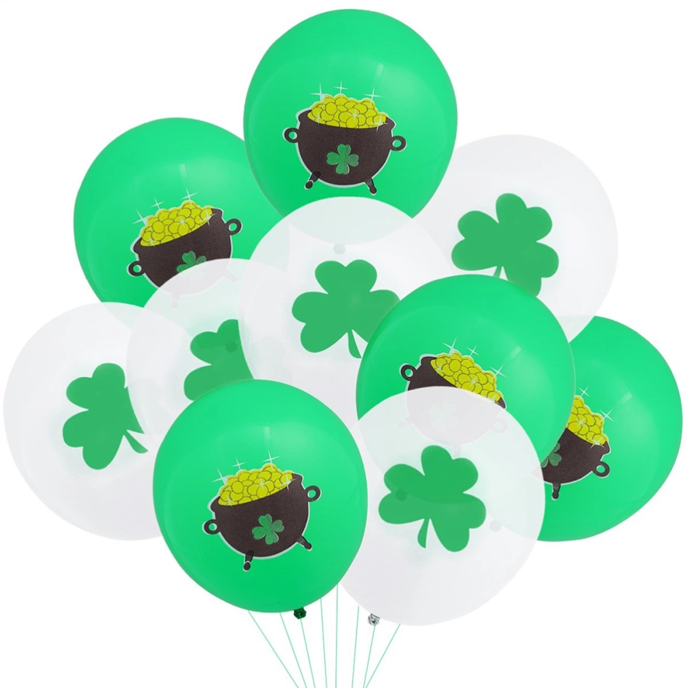 20pcs St. Patrick's Day Latex Balloons Party Supplies Photo Props (Green White)