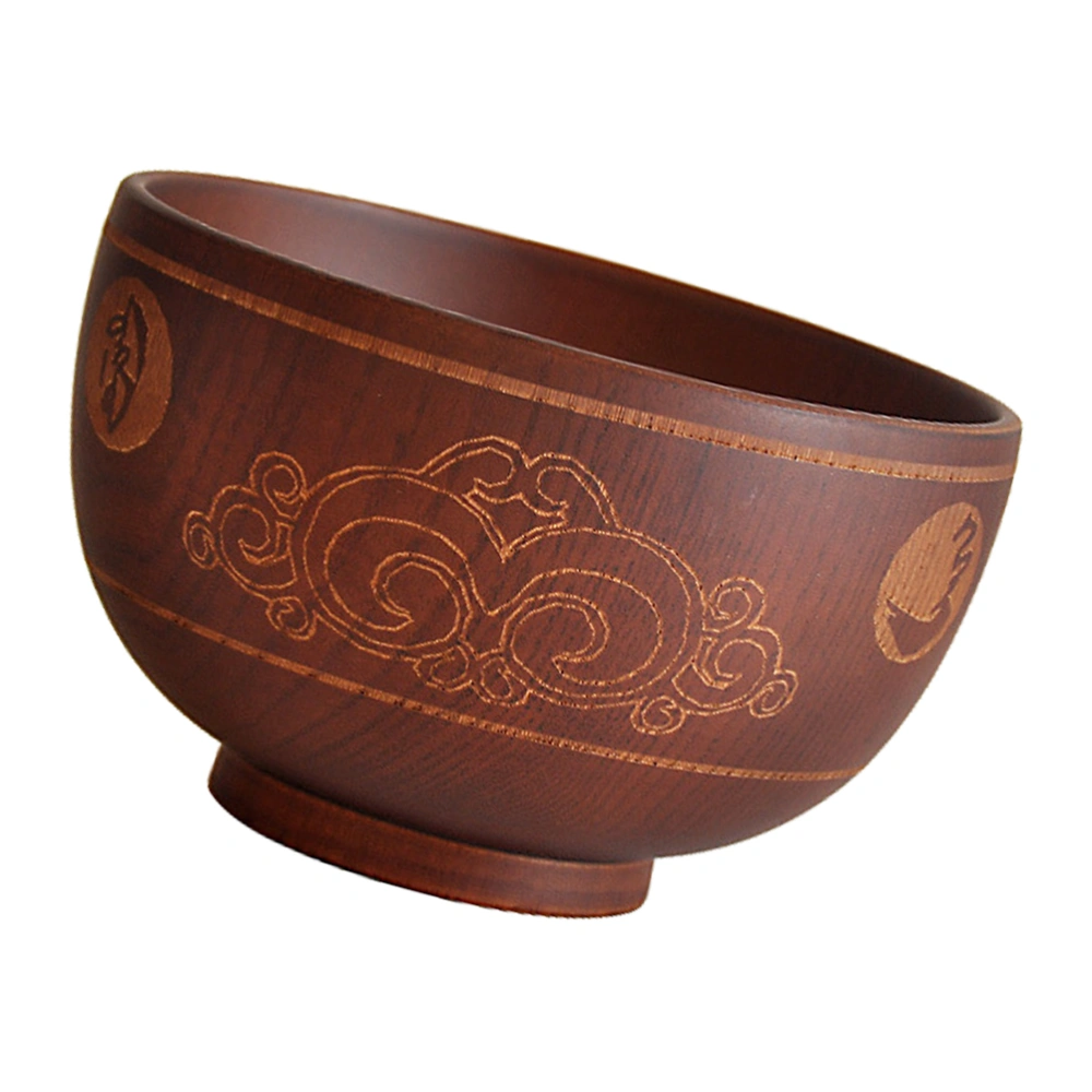 Carving Pattern Bowl Delicate Wooden Bowl Carving Craft Wooden Tableware