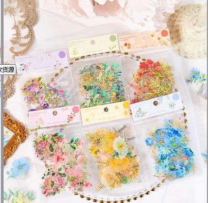 3 Sets of Scrapbooking Sticker Fresh Pattern Planner Sticker DIY Flower Plastic Stickers