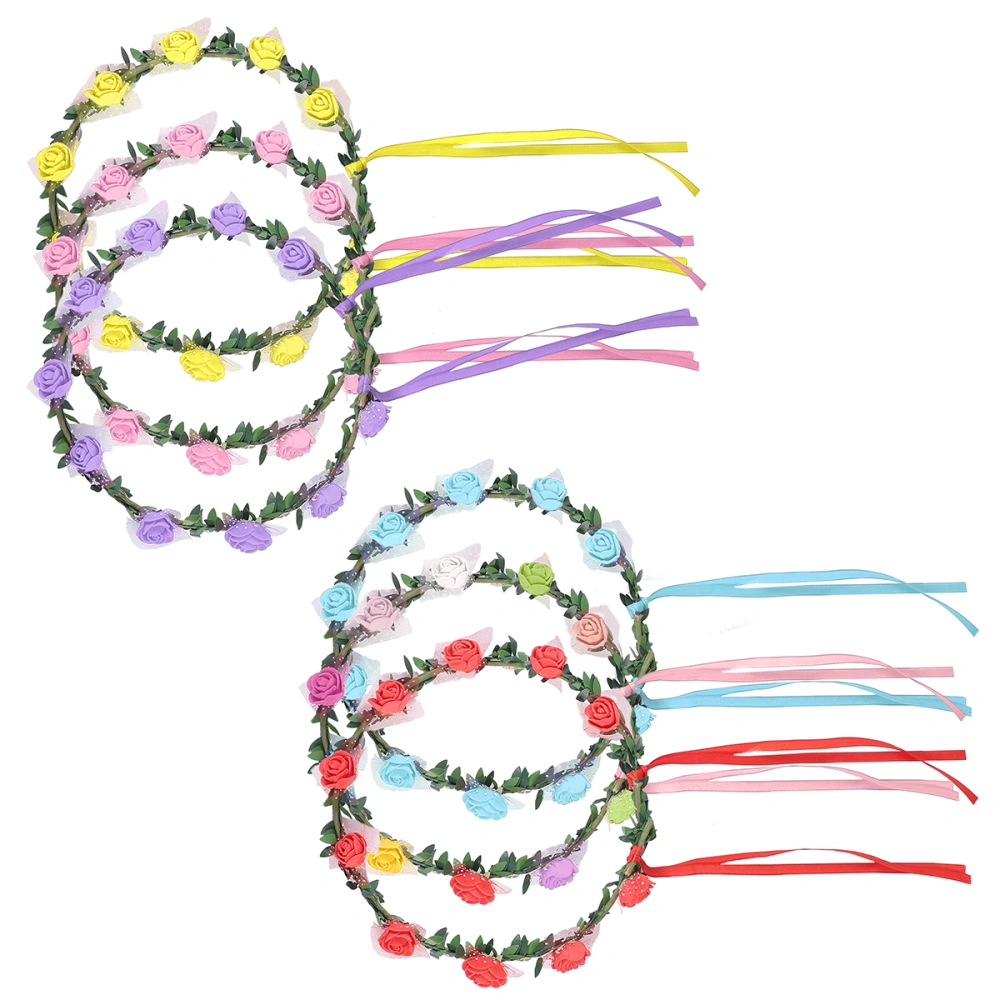 6pcs LED Flower Wreath Headband Luminous Headdress for Girls Wedding Festival