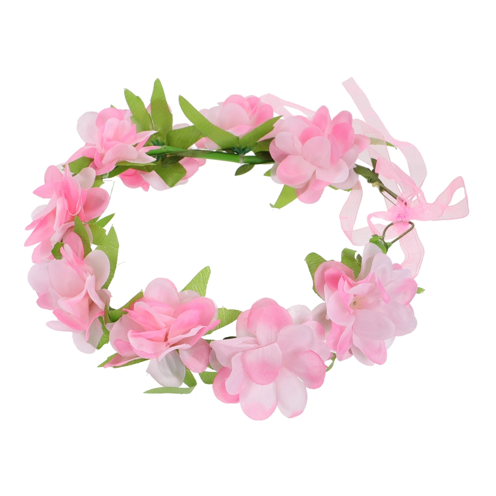 1pc Simulated Flower Headband Elegant Lifelike Wreath Garland Headband Headwear