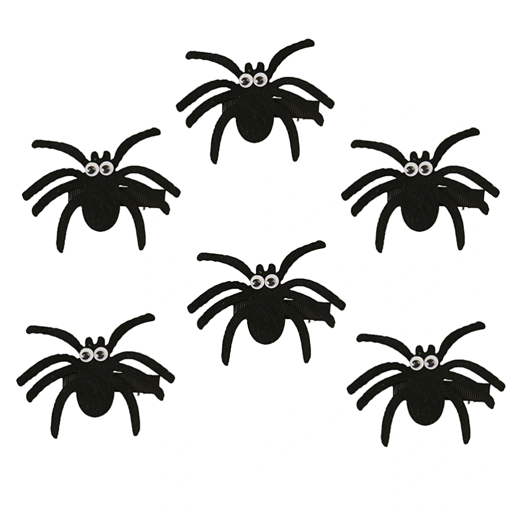 6pcs Spoof Black Spider Hair Barrettes Halloween Dress Up Hair Ornament Party Props Spider Hair Clips Funny Hair Pin Hair Accessories for Kids