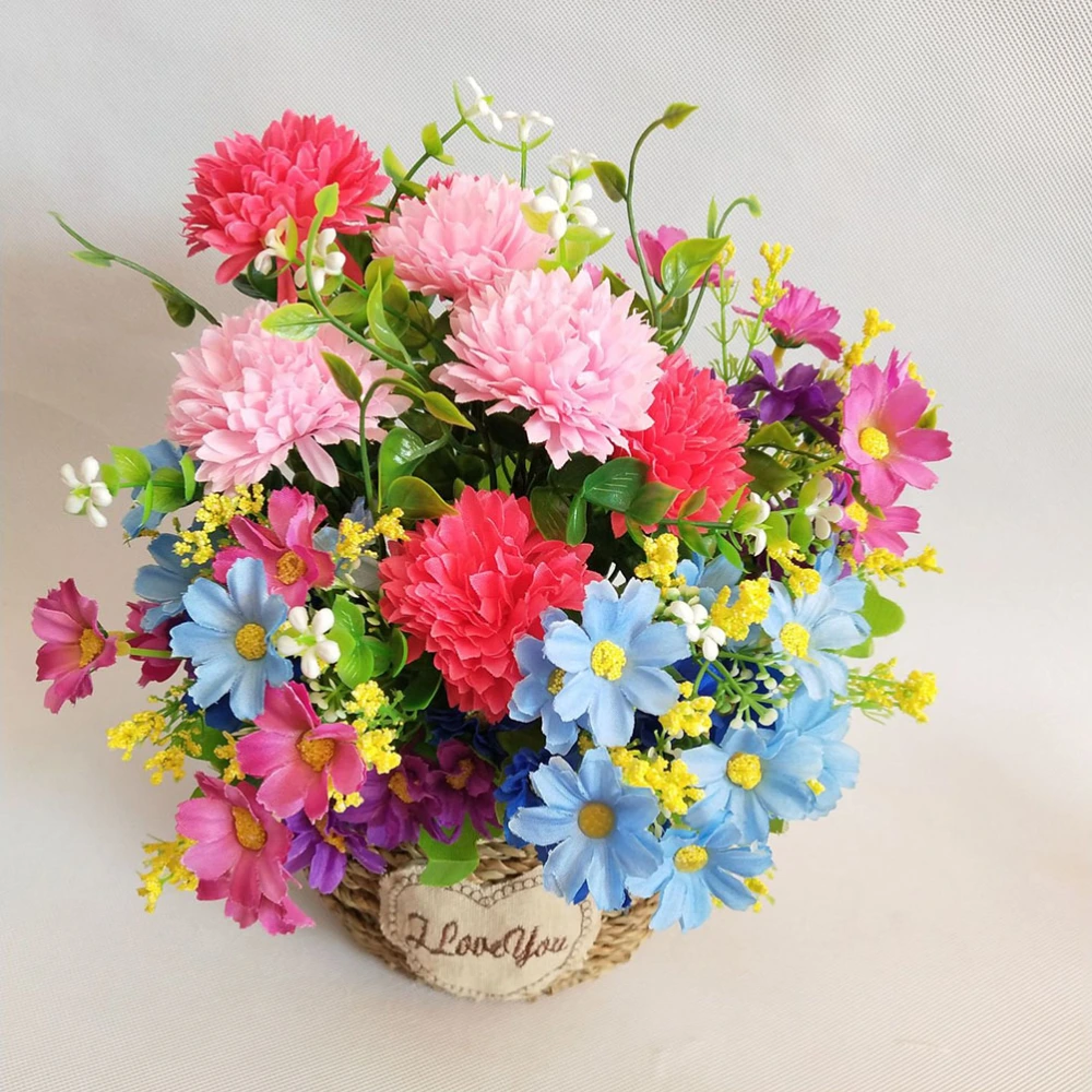 Portable Flower Basket Home Garden Decoration Flower Straw Basket Flower Vase