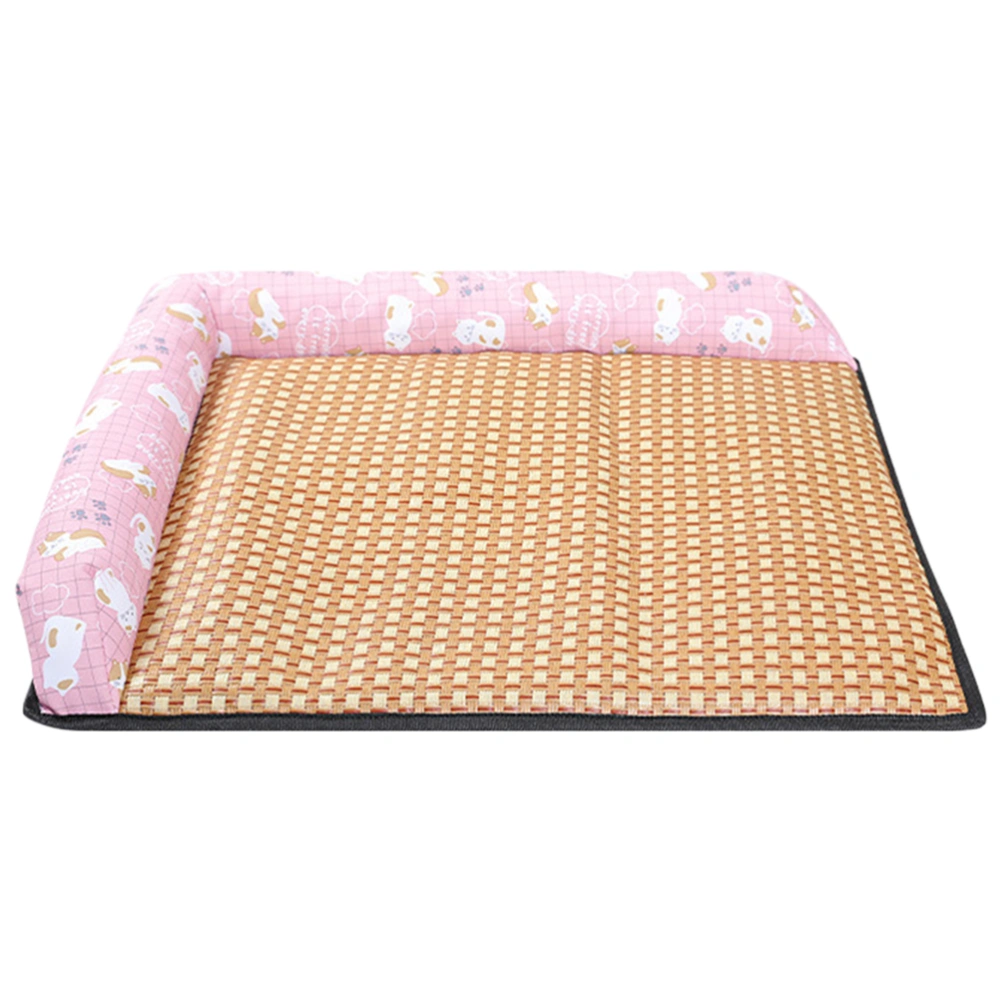 Kitty Printing Dog Sleeping Mat Summer Puppy Cooling Mat Pad Bed Cooling Cushion Cats Summer Cooling Beds (Pink Size M)