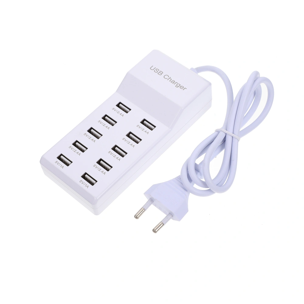 Charging Station 10 Ports Phone Charger 10A USB Charging Socket (EU Plug)