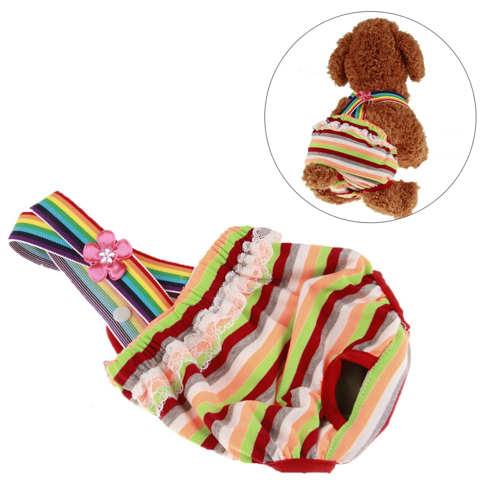 Colorful Striped Cosy Pet Dog Diaper Sanitary Physiological Pants Washable Female Dog Shorts Panties Menstruation Underwear with Straps Size XL (White, Orange, Green)