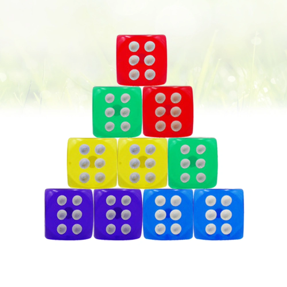 50 Pcs 16mm Dices 6-Sided Colorful Translucent Solid Dice for KTV Party Games Teaching (16# Red + Yellow + Blue + Green + Purple Each 10pcs)