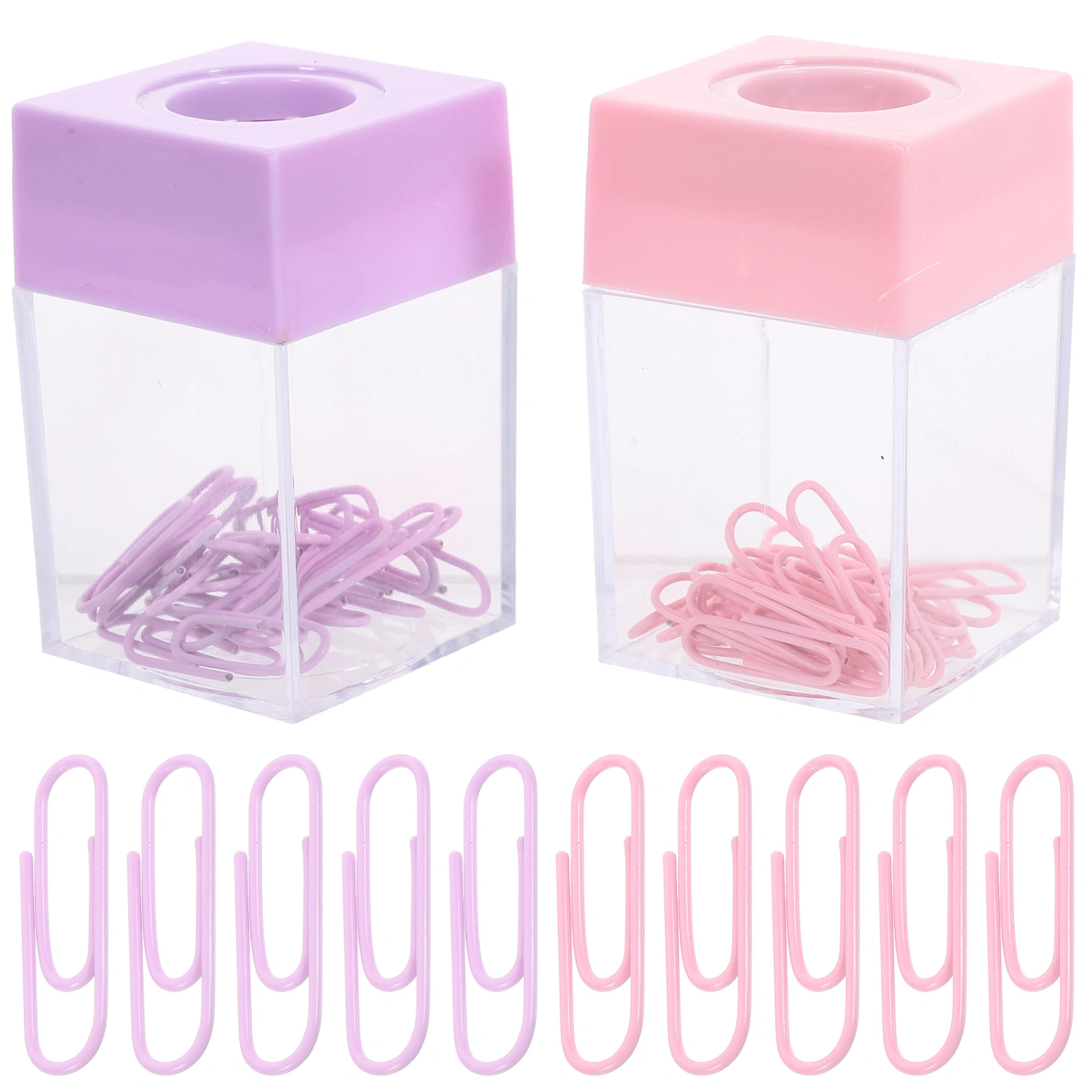 2pcs Paper Clip Holders Square Paper Clip Dispensers Portable Paper Clip Container with Magnetic Top