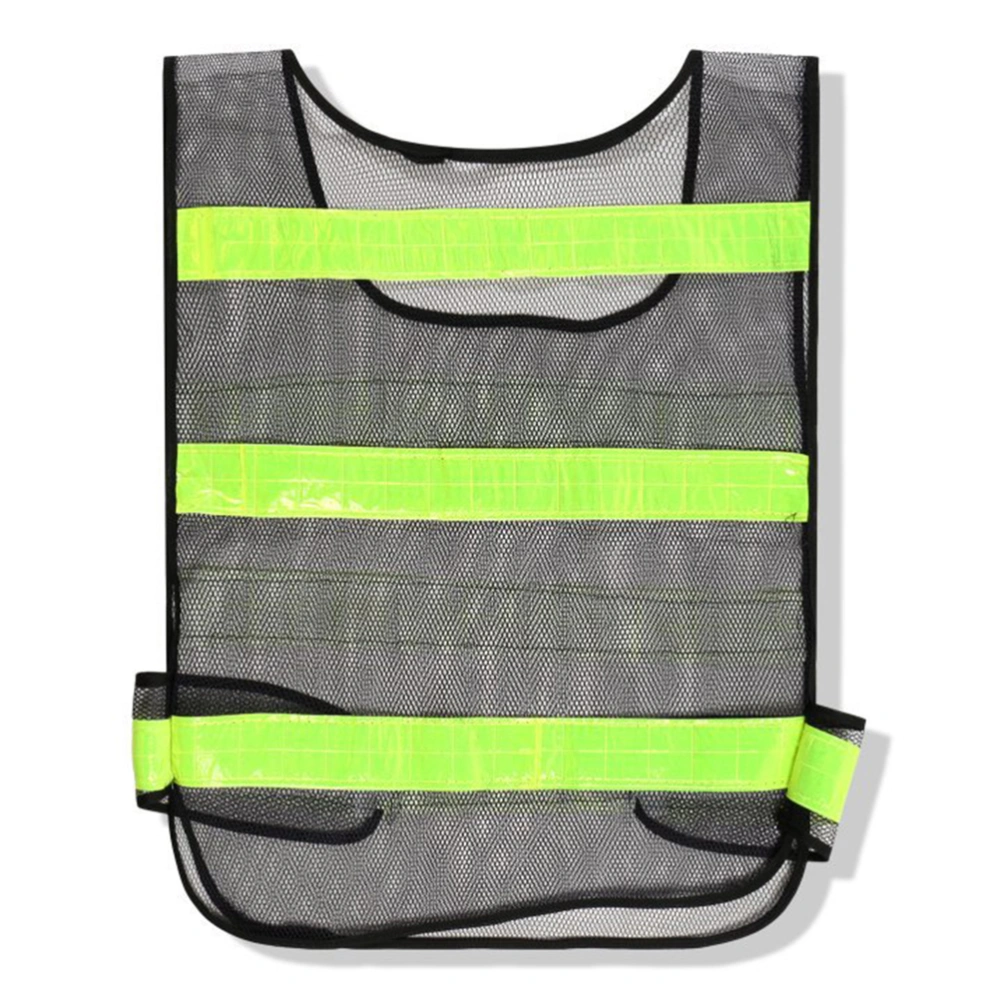 High Visibility Adjustable Mesh Reflective Safety Vest for Traffic Construction (Black + Green)