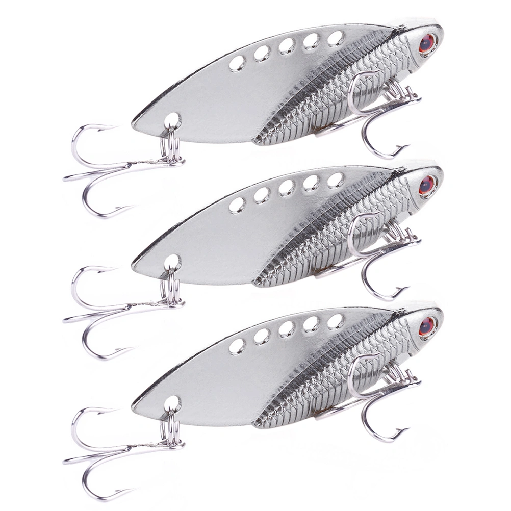 3PCS 5cm/11g Metal Fish Shape Lure Bait Simulation Fishing Lures Baits for Fishing (Silver)