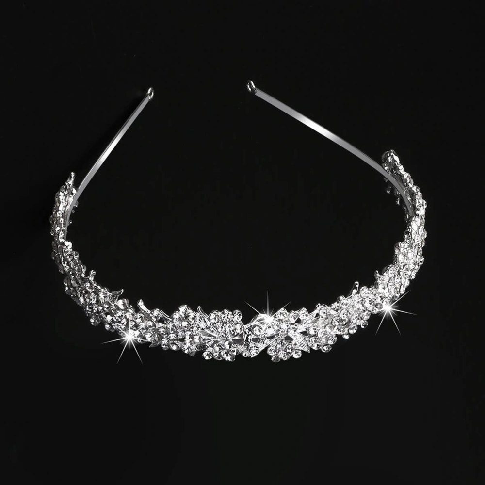 1 Pc Delicate Leaves Flowers Headwear Creative Hair Accessory Fashion Hair Crown for Wedding Party Bride (Silver)