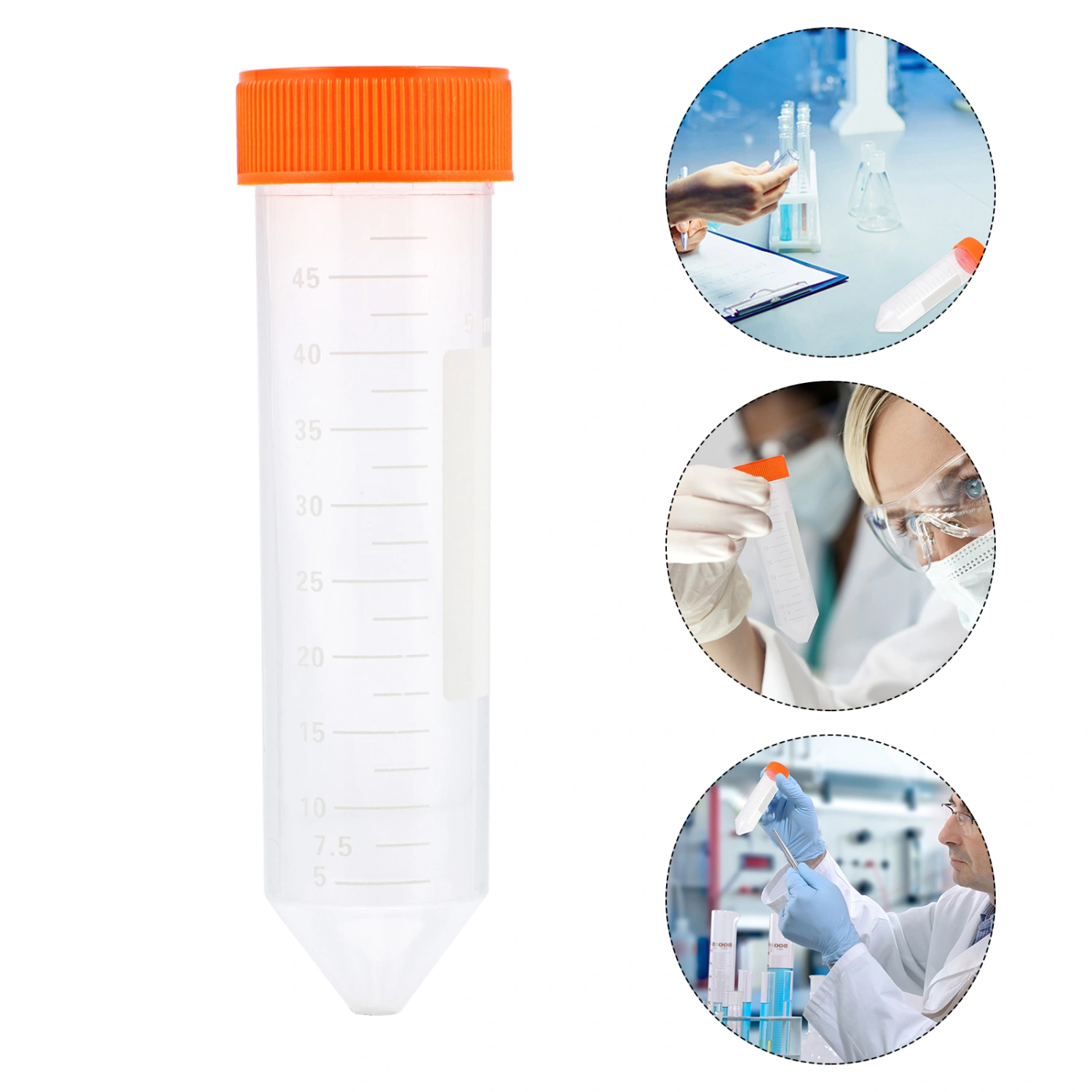 50pcs 50ml Plastic Test Tubes with Caps Experimental Equipment Test Tube Vials