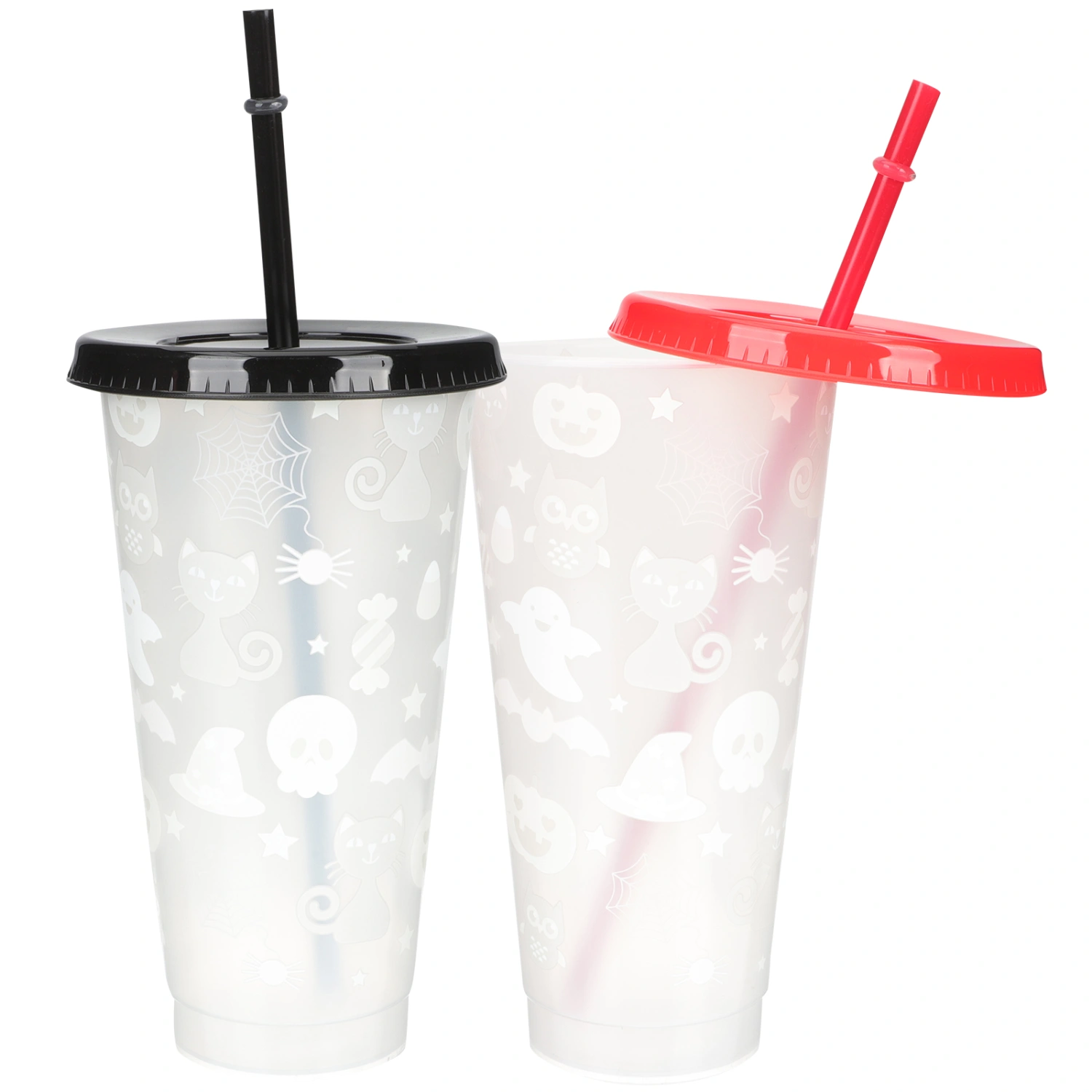 2pcs Halloween Theme Color Change Water Cup Multi-function Beverages Juice Storage Cup