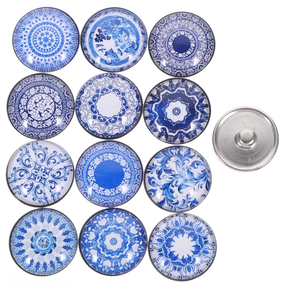 24pcs Glass Snap Buttons Snap Jewelry Charms Decorative Buttons for Crafts