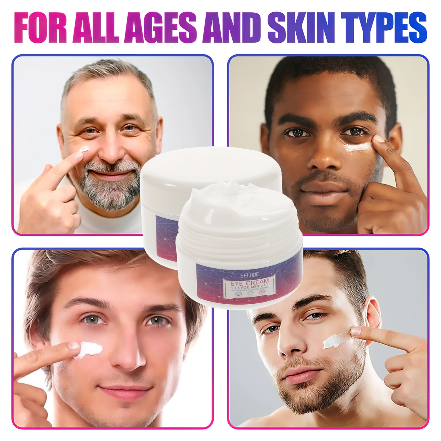 2 Bottles Men's Eye Cream Dark Circles Remover Under-eye Bags Relief Eye Cream