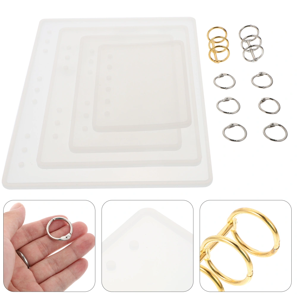 4pcs Creative Notebook Mold with 8 Metal Hoops DIY Crystal Silicone Mold