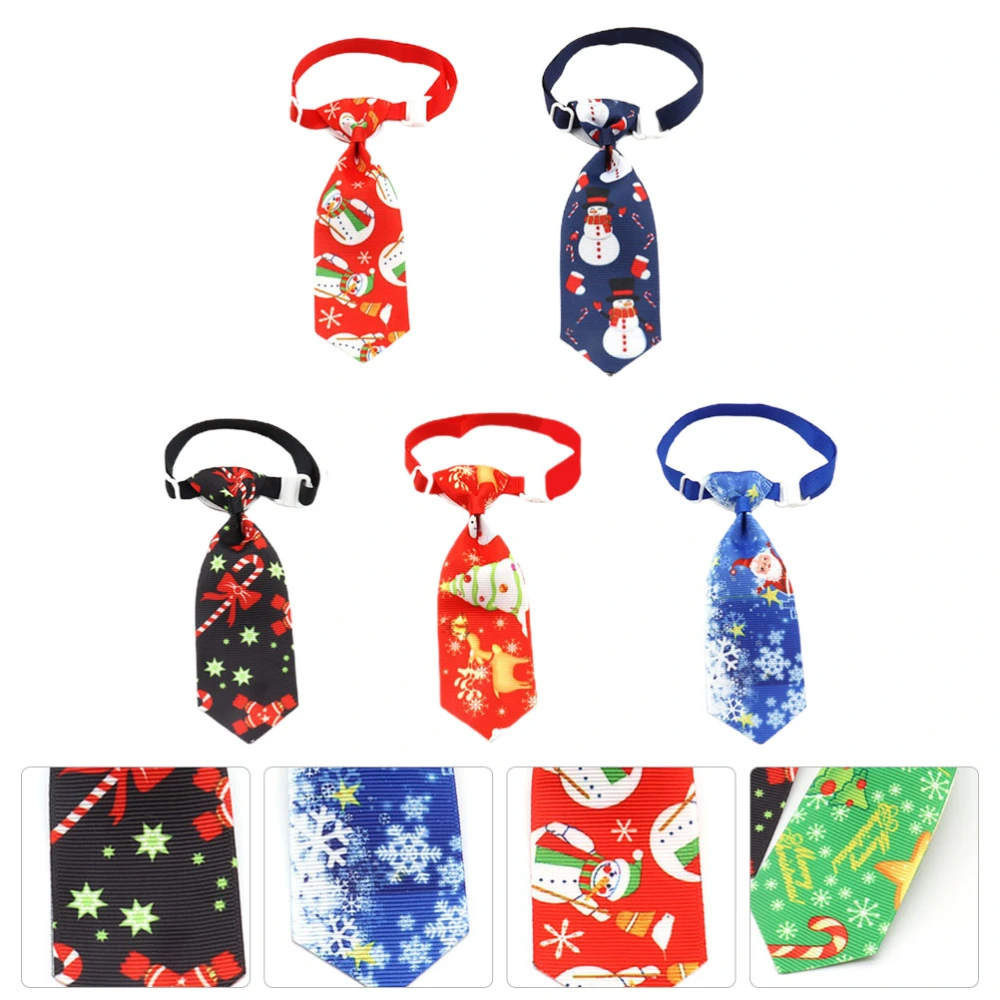 5pcs Christmas Cats Ties Pets Neck Collars Pet Clothing Accessory Assorted Color