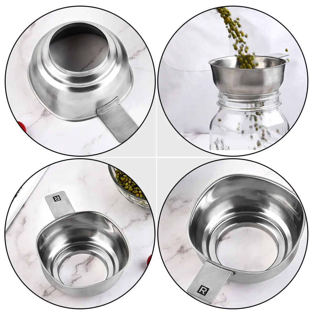 1pc Thicken Stainless Steel Oil Funnel Cooking Strainer Wide Mouth Funnel for Kitchen