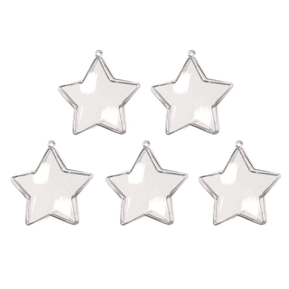 5PCS Fillable Star Shape Ornaments Transparent Pendants DIY Candy Boxs for Wedding Birthday Party (10.3cm)