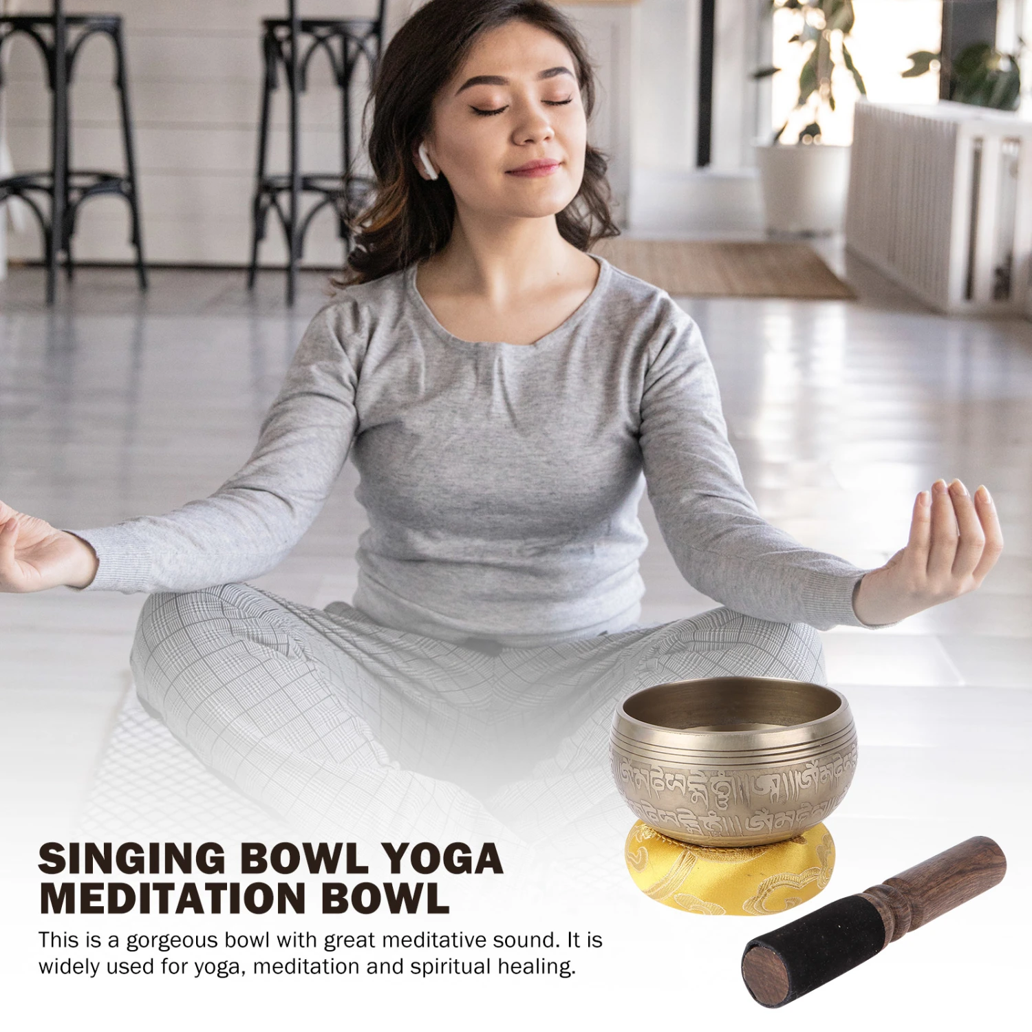 1 Set Singing Bowl with Striker and Cushion Spiritual Bowl for Meditation